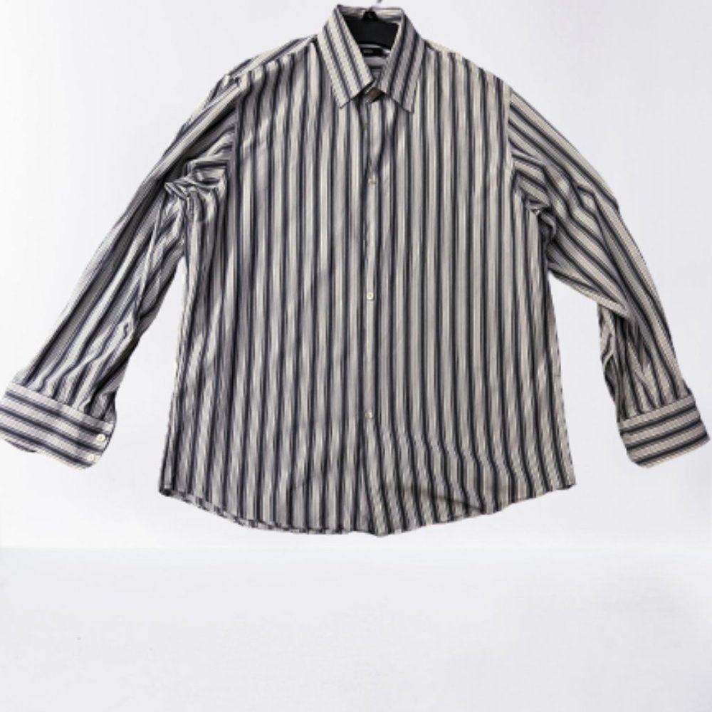 Hugo Boss Men's Striped Linen Relaxed Long Sleeve Dress Shirt